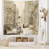 Ambesonne Jazz Music Tapestry King Size, Illustration of a Guitarist in an Old Street of New York Buildings Music Cityscape, Wall Hanging Bedspread Bed Cover Wall Decor, 104" X 88", Beige view 2