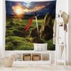 Ambesonne King Tapestry King Size, Arthur Camelot Myth in England Ireland Fields Invincible Myth Image, Wall Hanging Bedspread Bed Cover Wall Decor, 104" X 88", Green Blue Red view 2