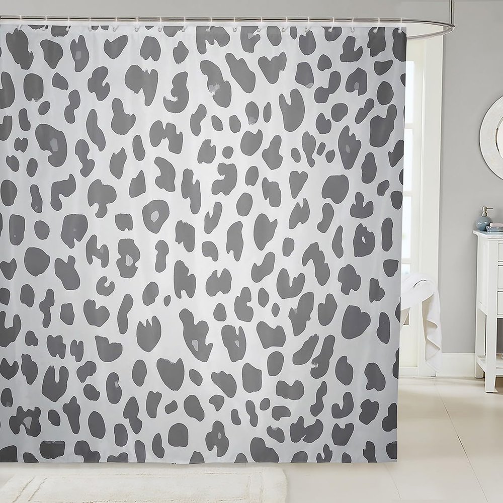 Leopard Fabric Shower Curtains Cheetah Printed Bath Curtain African Safari Animals Skin Printed Shower Curtain Wildlife Hipster Grey Tie Dye Waterproof Curtain Sets 72" W x 72" L Bathroom Decor