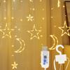 ALFEUND 138 Led Curtain String Light Star Moon Icicle Light with 8 Lighting Modes with Timer Remote USB Operated Dimmable Fairy String for Window Wall Home Decoration view 1