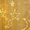 ALFEUND 138 Led Curtain String Light Star Moon Icicle Light with 8 Lighting Modes with Timer Remote USB Operated Dimmable Fairy String for Window Wall Home Decoration view 2