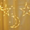 ALFEUND 138 Led Curtain String Light Star Moon Icicle Light with 8 Lighting Modes with Timer Remote USB Operated Dimmable Fairy String for Window Wall Home Decoration view 3