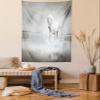 Ambesonne Horses Tapestry Queen Size, Wild Horse Running Through Water Dramatic for the Motivation of Life Art, Wall Hanging Bedspread Bed Cover Wall Decor, 88" X 88", Black and White view 1