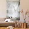 Ambesonne Horses Tapestry Queen Size, Wild Horse Running Through Water Dramatic for the Motivation of Life Art, Wall Hanging Bedspread Bed Cover Wall Decor, 88" X 88", Black and White view 2