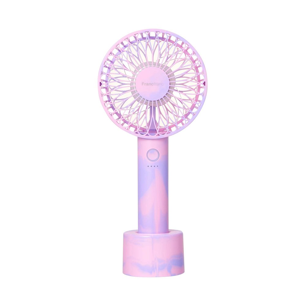 Francfranc 2021 Model Official Freestyle Fan, Portable Fan, Handheld Fan, Desktop Fan, USB Rechargeable, 5 Levels of Air Flow Adjustment (Marble Purple)