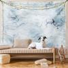 Ambesonne Marble Print Tapestry King Size, Soft Pastel Toned Abstract Wavy Pattern Ottoman Influences Image, Wall Hanging Bedspread Bed Cover Wall Decor, 104" X 88", Pale Blue Grey Mint view 1