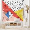 Ambesonne Abstract Tapestry King Size, Modern Geometric Trippy Triangles Cubes Circles Rollers Dots Print, Wall Hanging Bedspread Bed Cover Wall Decor, 104" X 88", Coral Pink view 2