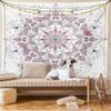 Ambesonne Mandala Tapestry King Size, Lacy Inspired Pastel Floral Motif with Butterfly and Lotus Branches Design, Wall Hanging Bedspread Bed Cover Wall Decor, 104" X 88", White Pale Pink view 1
