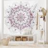 Ambesonne Mandala Tapestry King Size, Lacy Inspired Pastel Floral Motif with Butterfly and Lotus Branches Design, Wall Hanging Bedspread Bed Cover Wall Decor, 104" X 88", White Pale Pink view 2