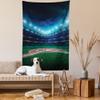 Ambesonne Baseball Tapestry Twin Size, Professional Baseball Field at Night Vibrant Playground Stadium League Theme Print, Wall Hanging Bedspread Bed Cover Wall Decor, Twin Size, Navy Green view 2