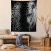 Ambesonne Leopard Tapestry Queen Size, Animal Eyes Aggressive Powerful Wildcat Profile Print Monochrome Design, Wall Hanging Bedspread Bed Cover Wall Decor, Queen Size, Black White Blue view 1