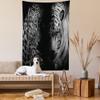 Ambesonne Leopard Tapestry Queen Size, Animal Eyes Aggressive Powerful Wildcat Profile Print Monochrome Design, Wall Hanging Bedspread Bed Cover Wall Decor, Queen Size, Black White Blue view 2