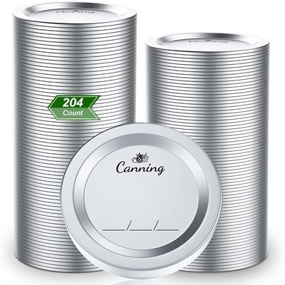 204pcs Regular Mouth Canning Lids, Canning Jar Lids for Ball, Kerr Jars, Split-Type Metal Mason Jar Lids for Canning, 100% Fit & Airtight 2.76" (70mm, Silver)