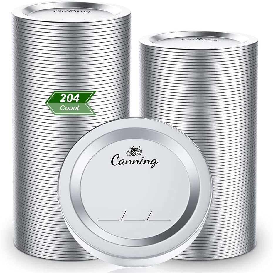 204pcs Regular Mouth Canning Lids, Canning Jar Lids for Ball, Kerr Jars, Split-Type Metal Mason Jar Lids for Canning, 100% Fit & Airtight 2.76" (70mm, Silver)