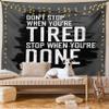 Ambesonne Fitness Tapestry King Size, Words Dont Stop Encouraging Keep Moving Brush Strokes, Wall Hanging Bedspread Bed Cover Wall Decor, 104" X 88", Charcoal Grey White view 1