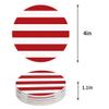 4" Ceramic Drink Coaster, Sinple Style Red and White Stripe Round Absorbent Cork Backing Bar Coaster for Wooden Table Housewarming Gift, Set of 6 view 2