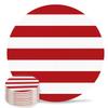 4" Ceramic Drink Coaster, Sinple Style Red and White Stripe Round Absorbent Cork Backing Bar Coaster for Wooden Table Housewarming Gift, Set of 8 view 1