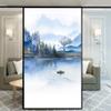Xijier No Glue Frosted Window Film Privacy Landscape Painting Decorative Glass Door Window Covering Window Decals Window Sticker for Home Office 50x150cm(19.7"x59") view 1