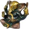 Exotic India Small Ganesha - Brass Statue - Color Brown Green Gold Color view 2