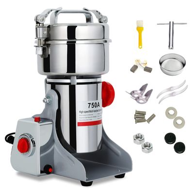 750g Electric Grain Dry Grinder Commercial Swing Type Dry Mill Machine, Stainless Steel 2600W High Speed Pulverizer for Coffee Spice Grind