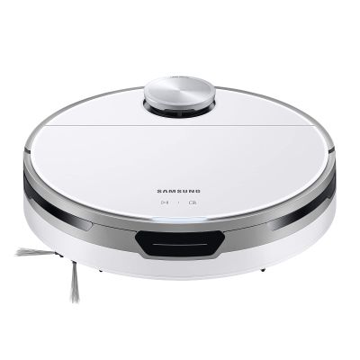 SAMSUNG Jet Bot Robot Cordless Vacuum Cleaner w/ Intelligent Power Control, Precise Navigation, Multi Surface Cleaning for Hardwood Floors, Carpets, Rugs, Anti Hair, VR30T80313W/AA, White