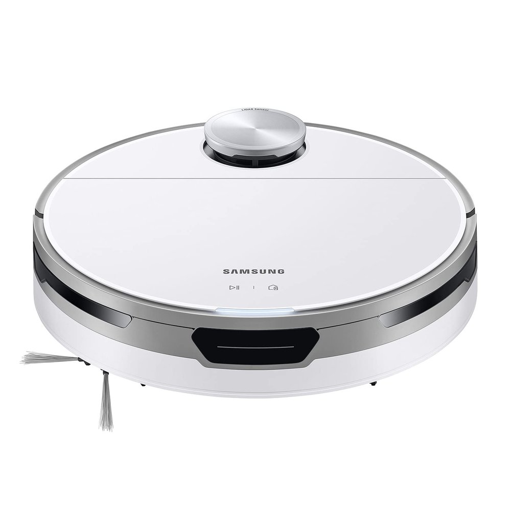SAMSUNG Jet Bot Robot Cordless Vacuum Cleaner w/ Intelligent Power Control, Precise Navigation, Multi Surface Cleaning for Hardwood Floors, Carpets, Rugs, Anti Hair, VR30T80313W/AA, White