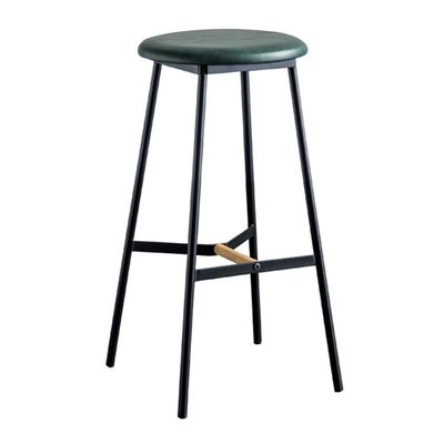 ACXZ Industrial Round Bar Stool 26/29.5in, Bar Counter Stool for LOFT/Pub/Kitchen Island, PU Artificial Leather/4 Iron Legs, Working Guitar Stool