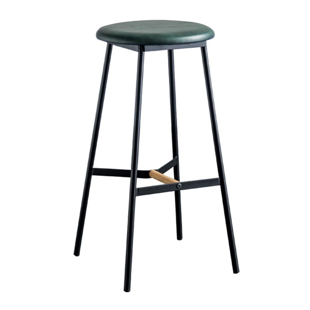 ACXZ Industrial Round Bar Stool 26/29.5in, Bar Counter Stool for LOFT/Pub/Kitchen Island, PU Artificial Leather/4 Iron Legs, Working Guitar Stool