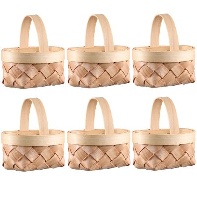 Mini Woven with Handles: 6pcs Farmhouse Small Basket Wedding Party Favors Candy Basket Chip Handwoven Storage Crafts