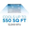 BLACK+DECKER Window Air Conditioner 12,000 BTU, AC Window Unit Cools Up to 550 Square Feet, AC Unit with Remote Control, 3 Cooling Speeds and Fan Only Function, BWAC12WTB, White view 3