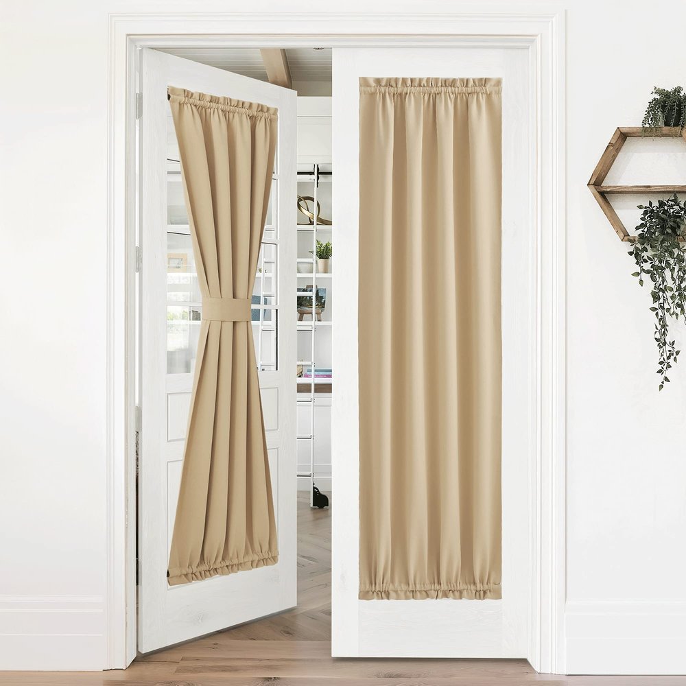 NICETOWN Room Darkening Curtains Panel - Entryway Decor Thermal Privacy Door Draperies for Glass/Front Door Blind, 36" Width x 72" Length, Biscotti Beige, One Panel