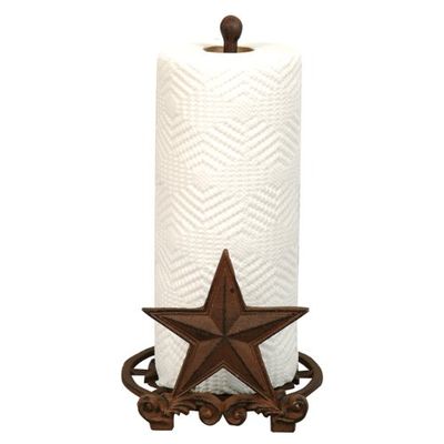 BLACK FOREST DECOR Cast Iron Star Paper Towel Holder, 7 3/4" W x 7 1/4" D x 12 1/2" H
