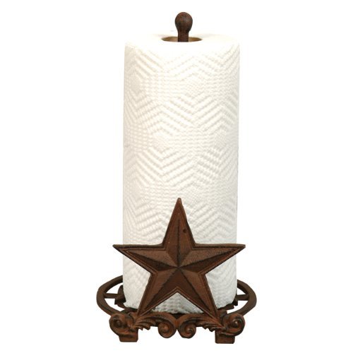 BLACK FOREST DECOR Cast Iron Star Paper Towel Holder, 7 3/4" W x 7 1/4" D x 12 1/2" H