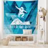 Ambesonne Adventure Tapestry King Size, Ride or Die Sketch Letters Abstract Fractal Backdrop with Snowboarding Man, Wall Hanging Bedspread Bed Cover Wall Decor, 104" X 88", Purple Blue White view 2