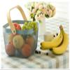 AJIODA Metal Mesh Steel Basket, Storage Organizer Basket Multi-functional Hanging Kitchen Baskets Fruit Basket Bin with Bamboo Handle for Kitchen Bathroom Picnic Shopping Decor Cabinet Home, Blue view 3
