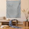 Ambesonne Checkered Tapestry Twin Size, Monochrome Composition Classical Chessboard Inspired Abstract Tile Print, Wall Hanging Bedspread Bed Cover Wall Decor, 68" X 88", Grey White view 1