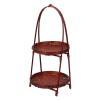 Round Woven Storage Basket Two-tiered Design for Fruits Snacks and Pastries Handwoven Natural Material Detachable Handle for Kitchen Organization and Serving view 1