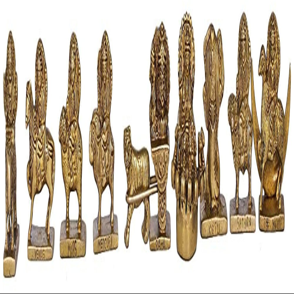 AONA Brass Chota Navagraha Set - Brass Idol Height 3 Inch