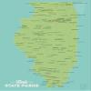 Illinois State Parks Checklist Map 18x24 Poster (Green & Aqua) view 1