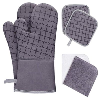 6pc Insulated Oven Mitts Set Heat Resistant Cooking Gloves Fingers for Kitchen Baking Mittens