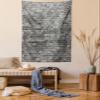 Ambesonne Grey and White Tapestry Queen Size, Modern Brick Wall Tiles Urban Construction Architecture Building Town Art Picture, Wall Hanging Bedspread Bed Cover Wall Decor, 88" X 88", Grey view 1