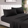 4 PC Bed Sheet Set 100% Organic Cotton 600 Thread Counts Black-King Size Premium Bedding Set, Single Ply Long-Staple Yarns, Sateen Weave, Fits Elasticized Mattress Upto 16'' Deep Pocket view 2