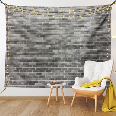 Ambesonne Grey and White Tapestry King Size, Modern Brick Wall Tiles Urban Construction Architecture Building Town Art Picture, Wall Hanging Bedspread Bed Cover Wall Decor, 104" X 88", Grey