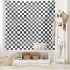 Ambesonne Checkered Tapestry King Size, Monochrome Composition Classical Chessboard Inspired Abstract Tile Print, Wall Hanging Bedspread Bed Cover Wall Decor, 104" X 88", Grey White view 2