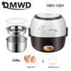 110V Mini Electric Rice Cooker Stainless Steel 2/3 Layers Steamer Portable Meal Thermal Heating Lunch Box Food Container Warmer (2 layers) view 3