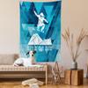 Ambesonne Adventure Tapestry Twin Size, Ride or Die Sketch Letters Abstract Fractal Backdrop with Snowboarding Man, Wall Hanging Bedspread Bed Cover Wall Decor, 68" X 88", Purple Blue White view 2