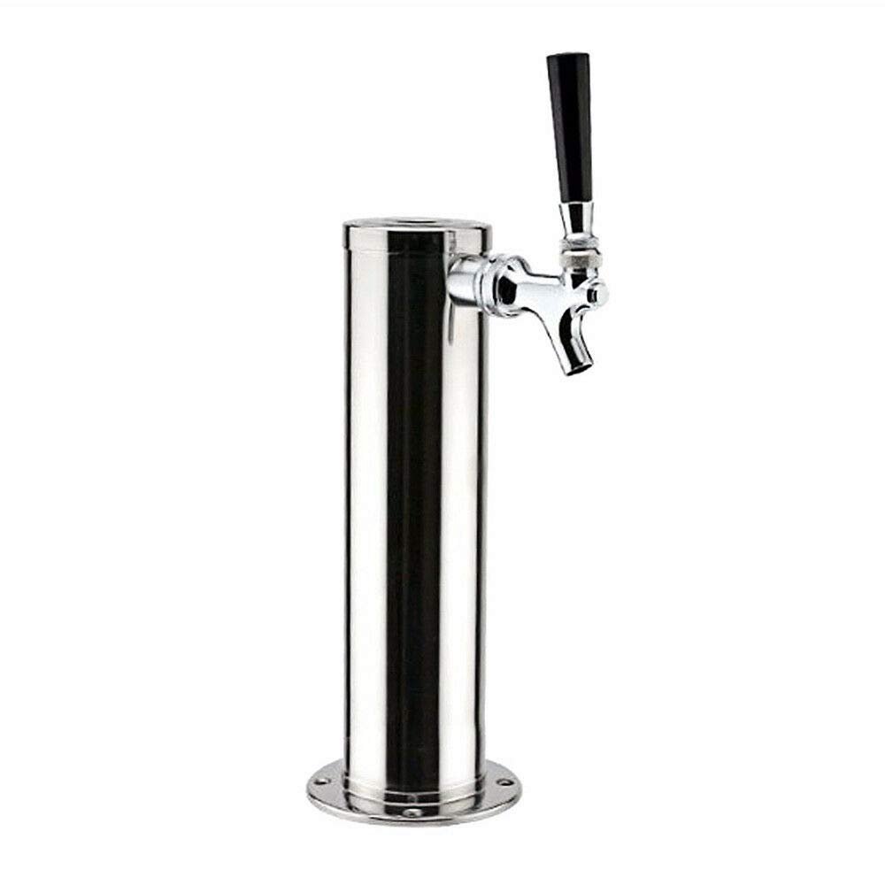 3 Inches Single-Head Draft Beer Tower, Durable Mirror-Polished Stainless Steel Beer Tower With One Taps, Suitable For Home Bars, Bars And Cafes, Silver (Single-Head)