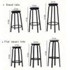 LKP Barstool Counter Bar Stool with Round Wood Seat Iron Frame Kitchen Footrest Stool Chair for Living Room, Dining Room, Shop (60/70/80cm) Black view 2