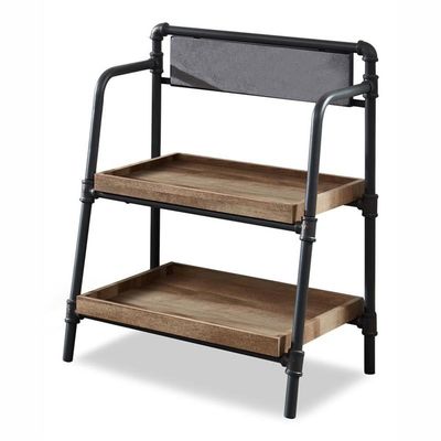 Furniture of America Kernel Industrial Metal 2-Shelf Bookcase in Sand Black
