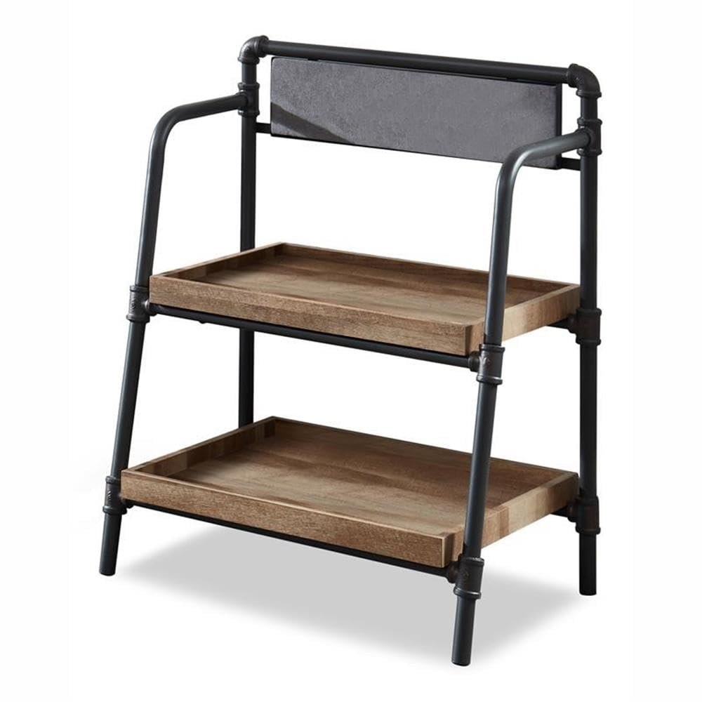 Furniture of America Kernel Industrial Metal 2-Shelf Bookcase in Sand Black